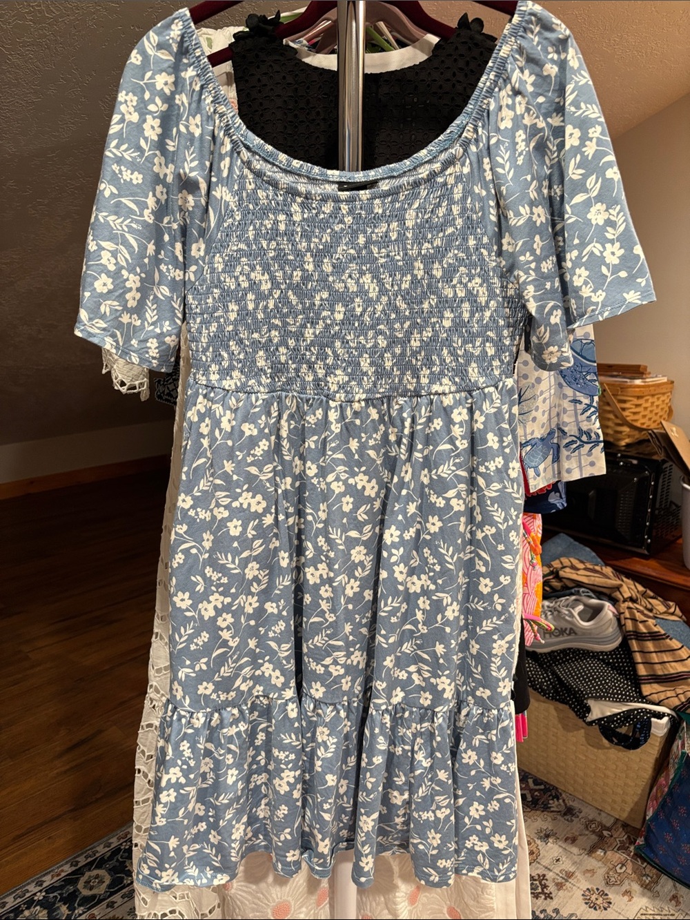 torrid Blue Floral Smocked Midi Dress